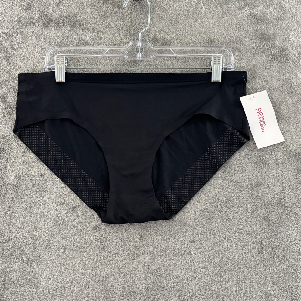 Ruby Ribbon Second Skin‎ Panty Womens XL Black Seamless Stretch Style 1462